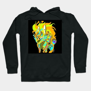 rabbit kaiju in rainbow electric colors in mexican patterns Hoodie